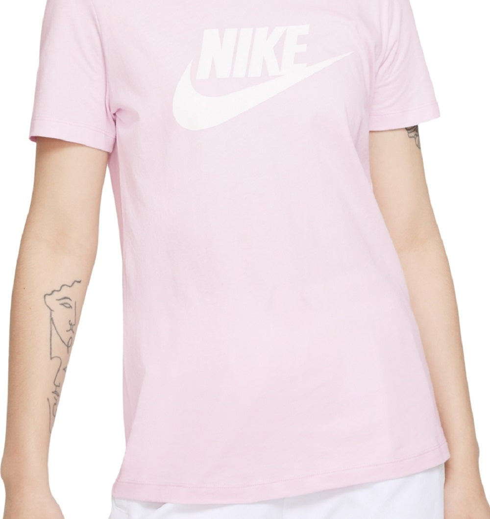 Camiseta Nike Sportswear Feminina de Algodão com Logotipo Rosa Tamanho XS
