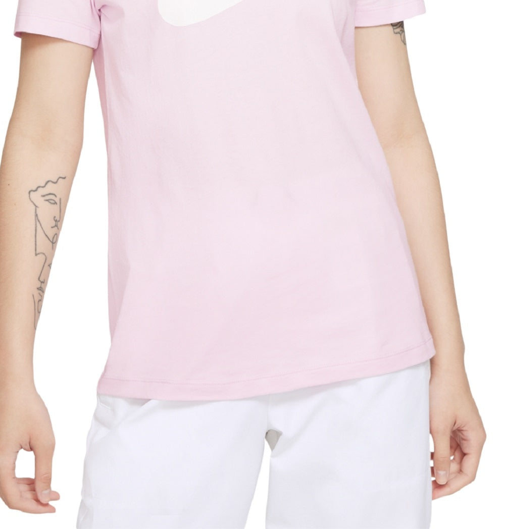 Camiseta Nike Sportswear Cotton Logo Feminina Rosa Tamanho P