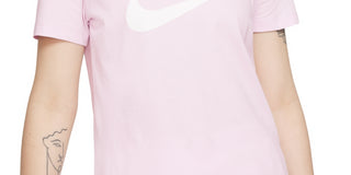 Camiseta Nike Sportswear Cotton Logo Feminina Rosa Tamanho Grande