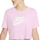 Camiseta curta Nike Sportswear Cotton Logo Feminina Rosa Tamanho P