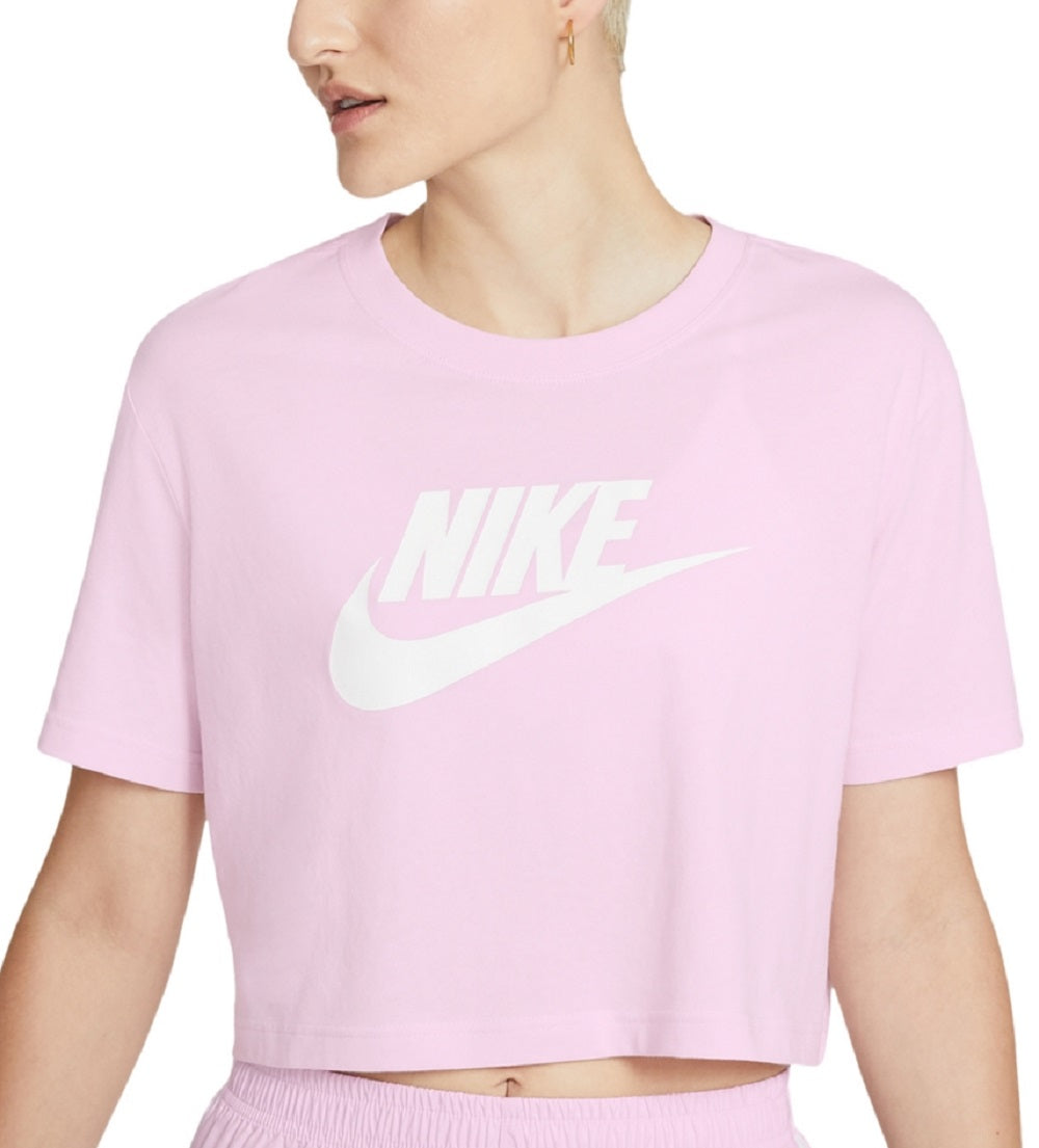 Camiseta curta Nike Sportswear Cotton Logo Feminina Rosa Tamanho P