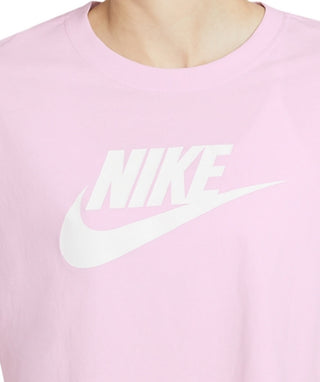 Camiseta curta Nike Sportswear Cotton Logo Feminina Rosa Tamanho P