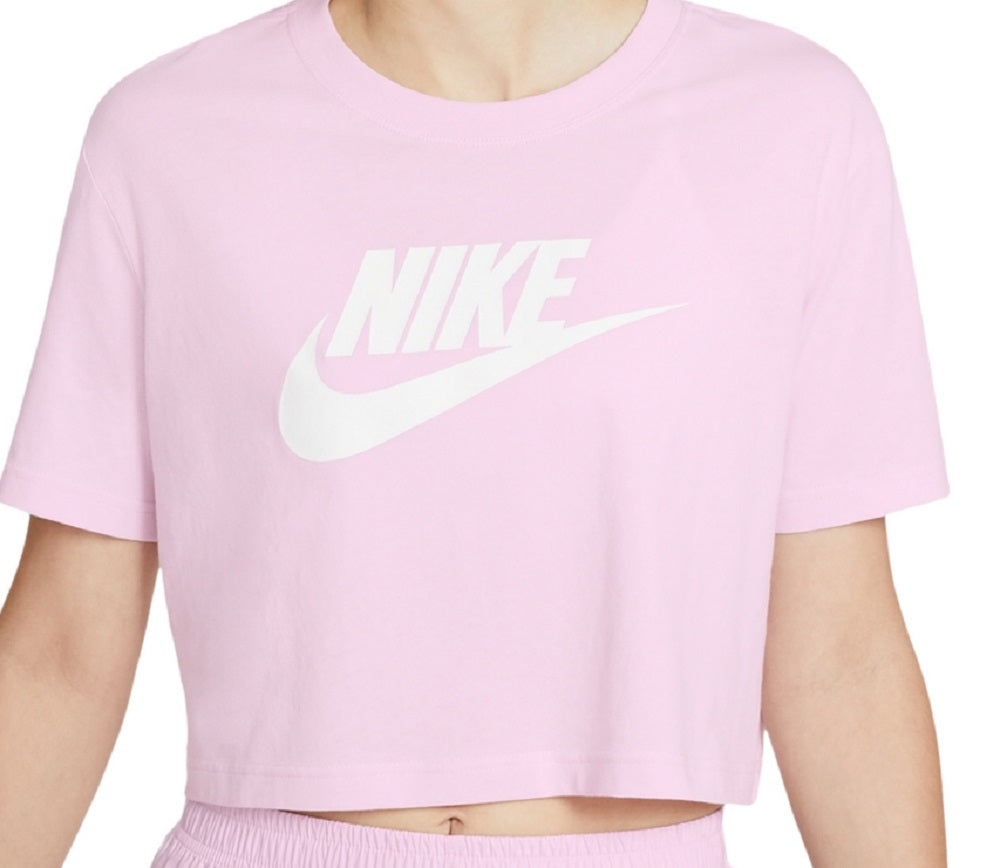 Camiseta curta Nike Sportswear Cotton Logo Feminina Rosa Tamanho GG