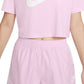 Camiseta curta Nike Sportswear Cotton Logo Feminina Rosa Tamanho GG