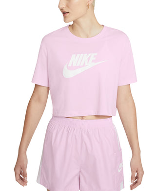Camiseta curta Nike Sportswear Cotton Logo Feminina Rosa Tamanho GG