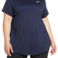 Camiseta de treino Nike Plus Dry Legend feminina, azul, tamanho 1X