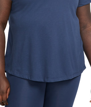 Camiseta curta Nike Dri Fit Logo Feminina Azul Tamanho 1X