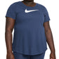 Camiseta curta Nike Dri Fit Logo Feminina Azul Tamanho 1X