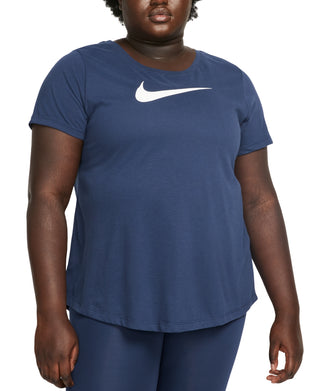 Camiseta curta Nike Dri Fit Logo Feminina Azul Tamanho 1X
