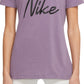 Camiseta Nike Dri Fit Script Logo Training Feminina Roxa Tamanho Médio
