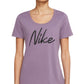 Camiseta Nike Dri Fit Script Logo Training Feminina Roxa Tamanho Médio