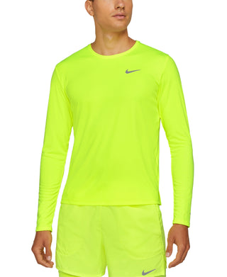 Camiseta de corrida de manga comprida Nike Dri Fit Miler masculina, amarela, tamanho XX-G