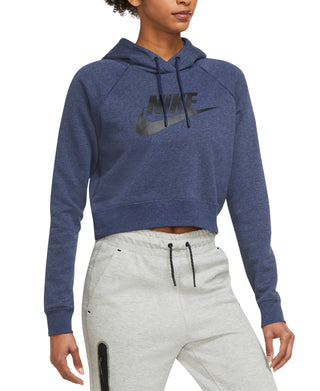 Moletom com capuz Nike Sportswear Essential Cropped Feminino Azul Tamanho Grande