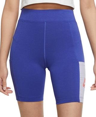 Shorts de ciclismo Nike Heritage High Rise feminino, azul, tamanho XS