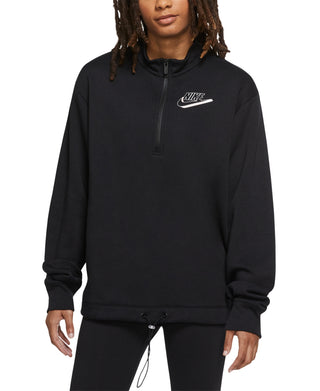 Blusa Nike Easy Fleece Meio Zíper Feminina Preta Tamanho Médio