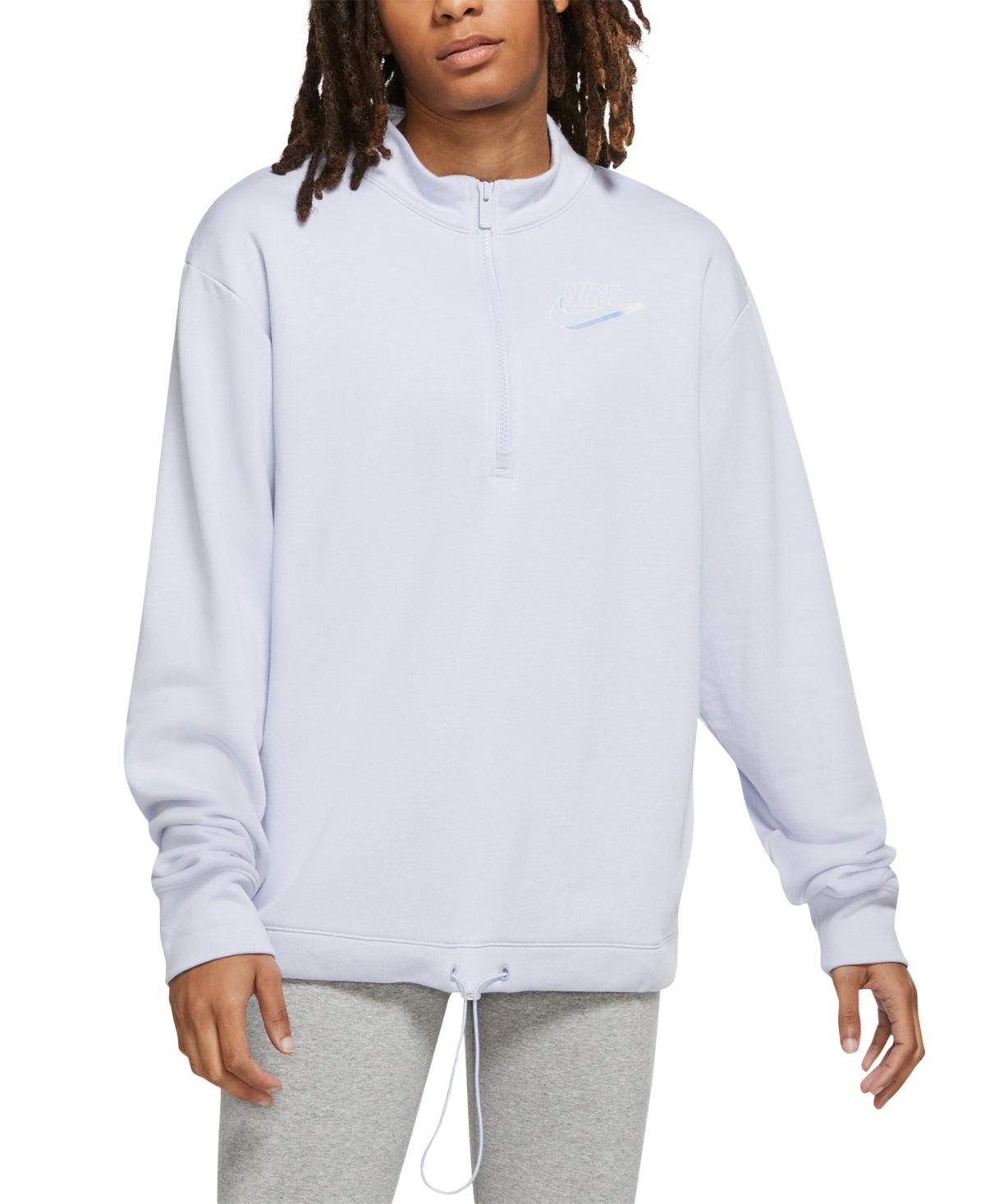 Blusa Nike Easy Fleece Meio Zíper Feminina Azul Tamanho GG