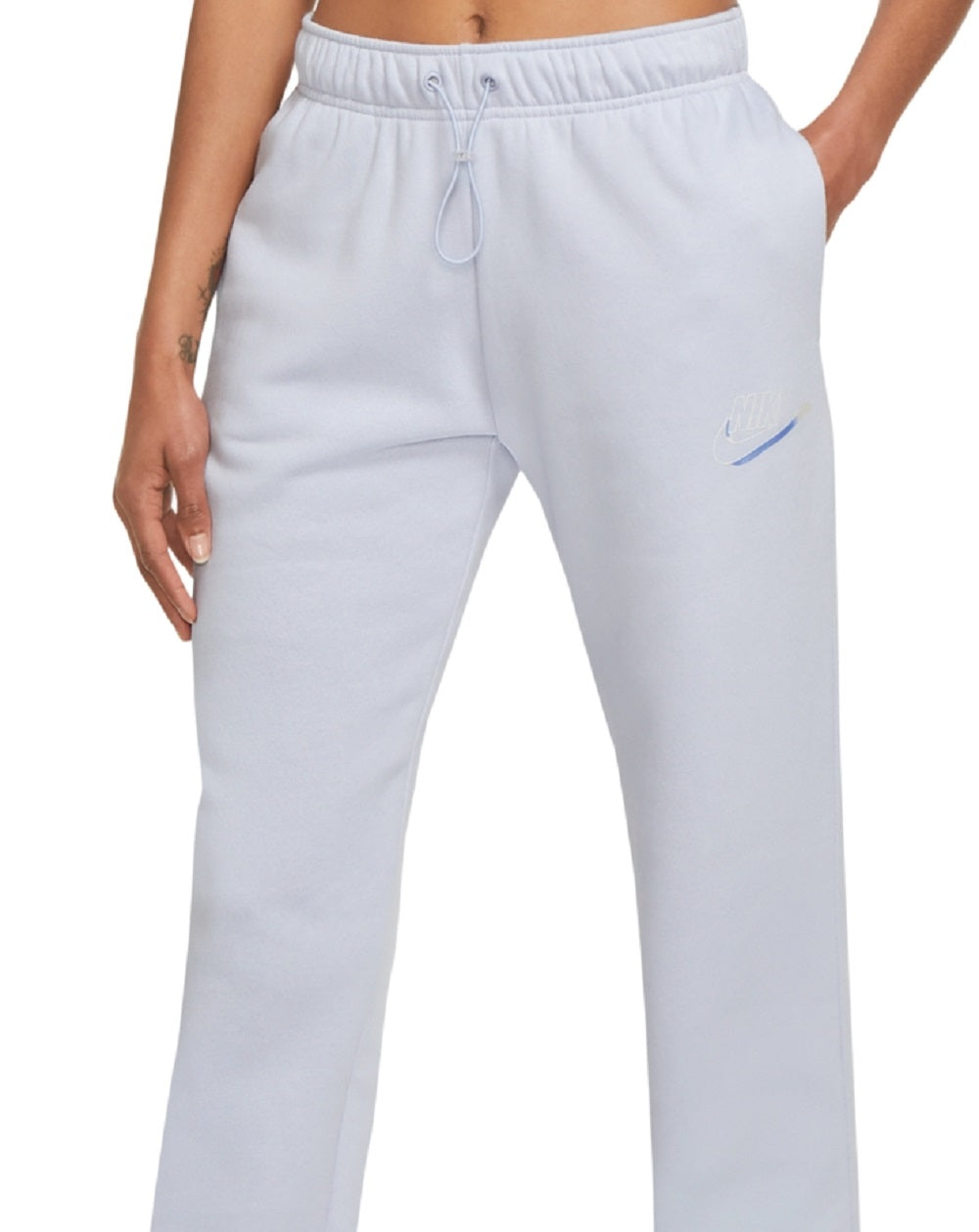 Calça de corrida Nike Sportswear Fitted Fleece feminina, azul, tamanho médio