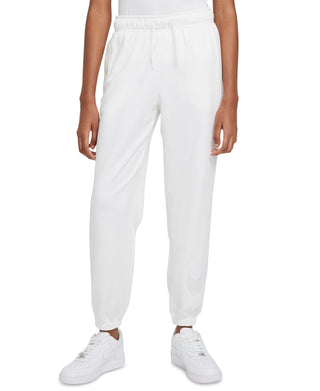 Calça de moletom Nike feminina com logotipo French Terry, branca, tamanho GG