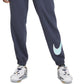 Calça de moletom Nike feminina com forro de lã Logo Stretch, azul, tamanho 2X