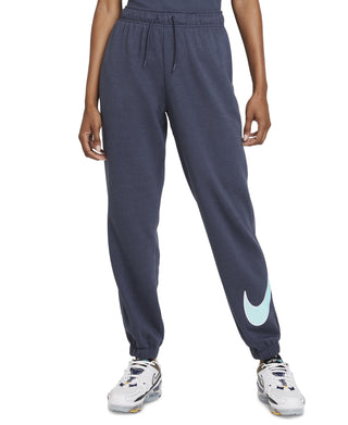 Calça de moletom Nike feminina com forro de lã Logo Stretch, azul, tamanho 2X