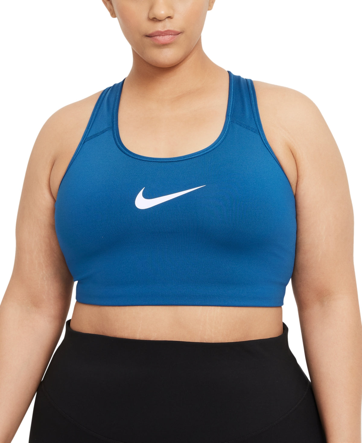 Sutiã esportivo Nike Dri Fit de suporte médio feminino, azul, tamanho 1X