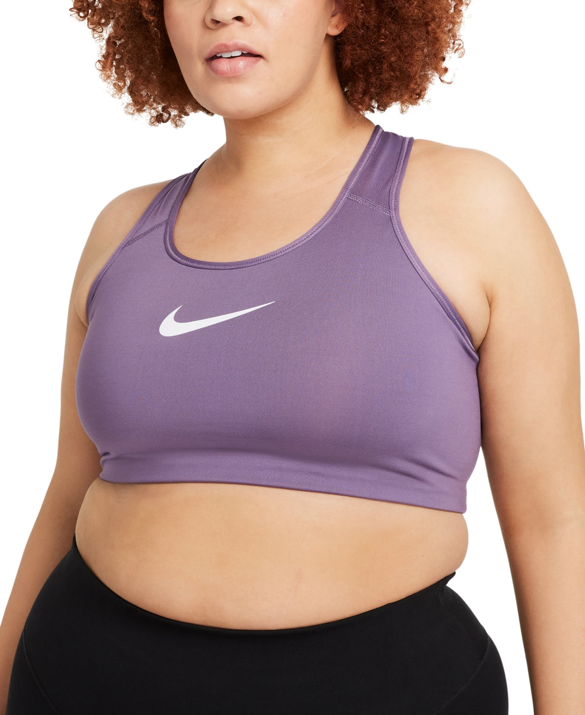 Sutiã esportivo Nike Dri Fit de suporte médio feminino, roxo, tamanho 1X