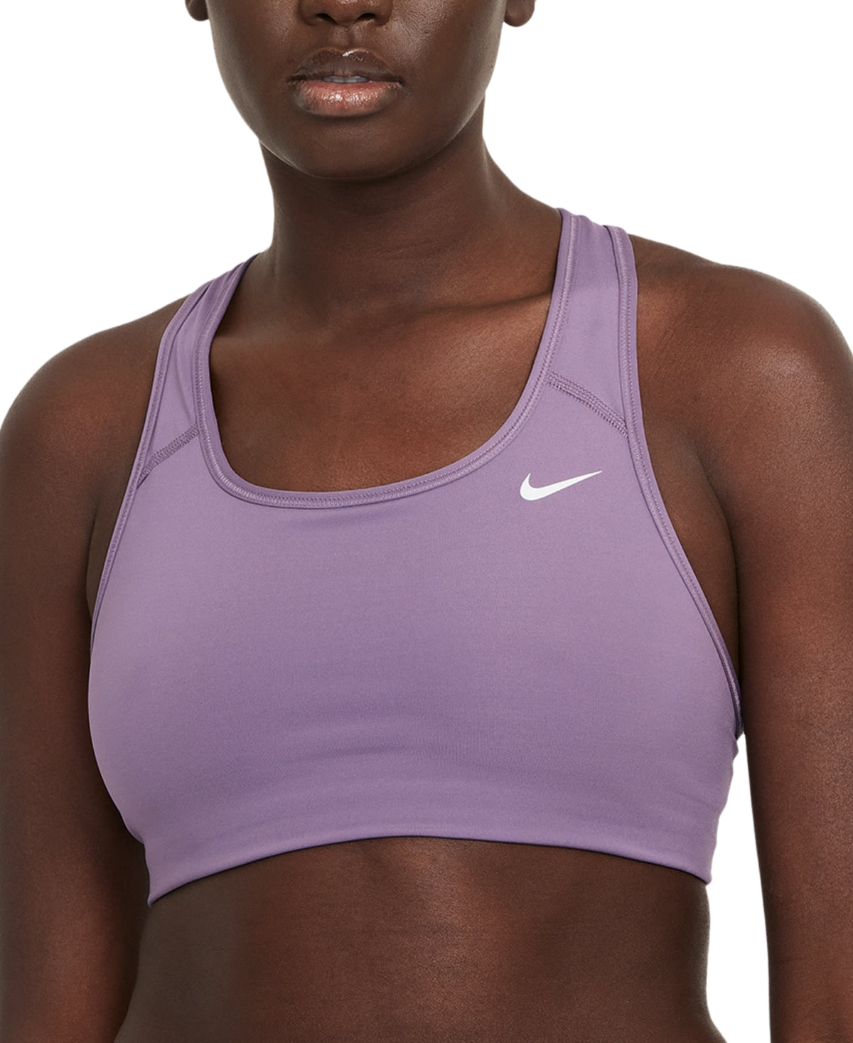 Sutiã esportivo Nike Dri Fit Racerback de impacto médio feminino, roxo, tamanho pequeno