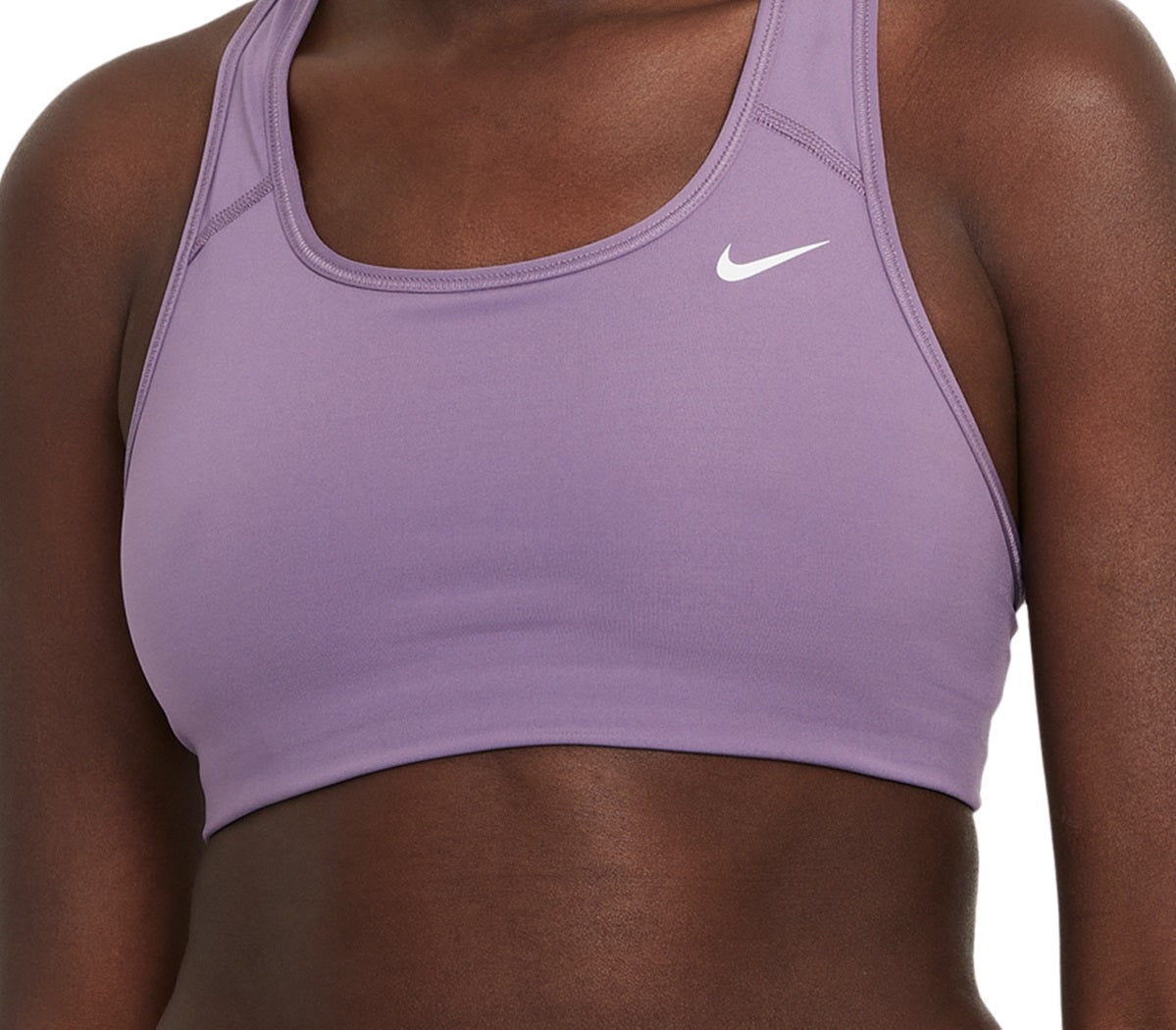 Sutiã esportivo Nike Dri Fit Racerback de impacto médio feminino, roxo, tamanho pequeno