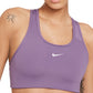 Sutiã esportivo Nike feminino com bojo de 1 peça e impacto médio, roxo, tamanho extrapequeno
