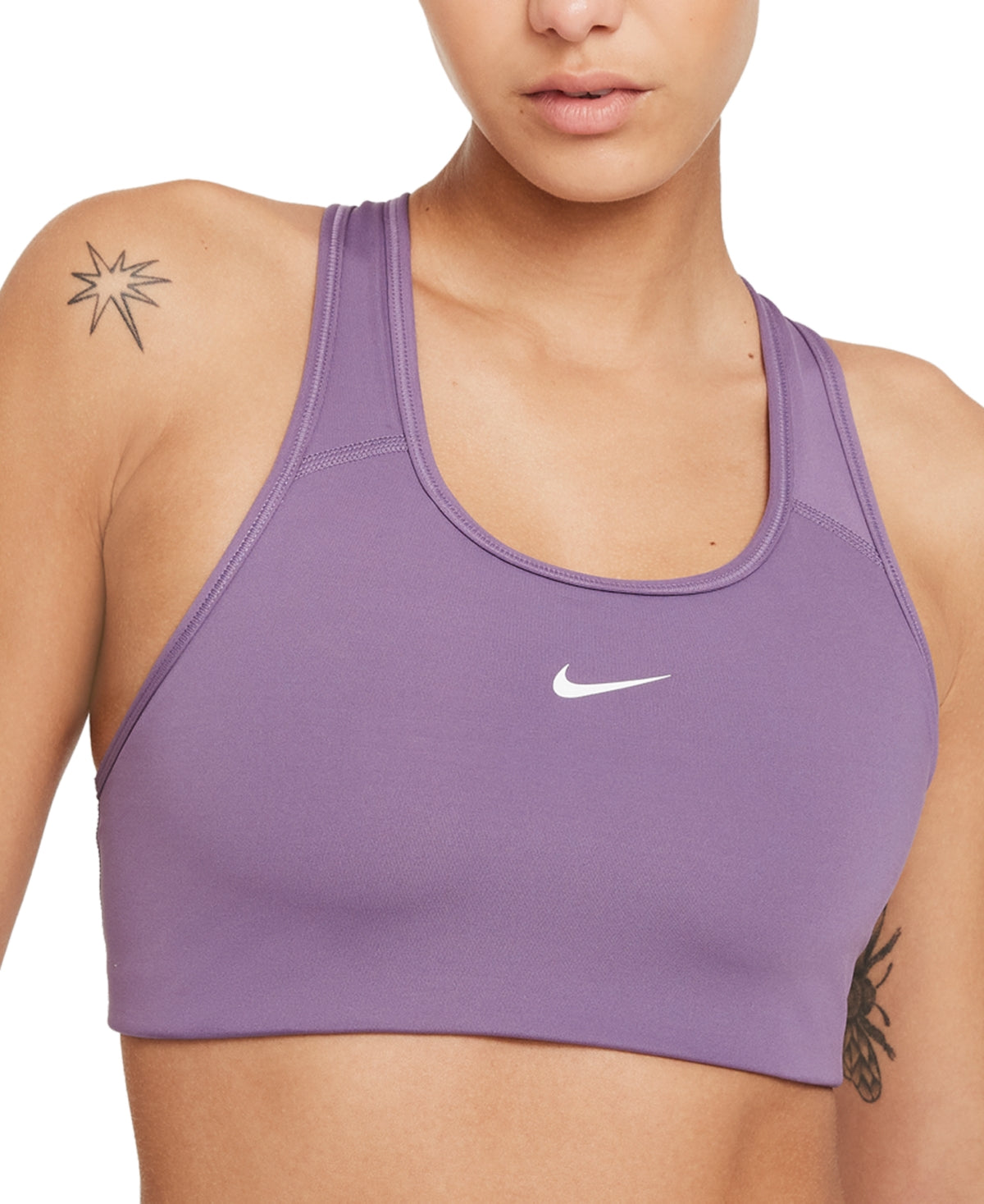 Sutiã esportivo Nike feminino com bojo de 1 peça e impacto médio, roxo, tamanho extrapequeno