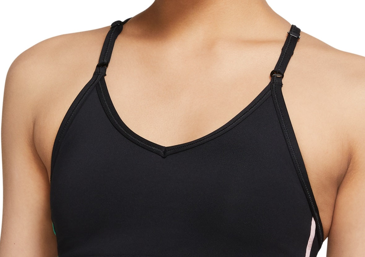 Sutiã esportivo Nike Longline Medium Impact feminino, preto, tamanho médio