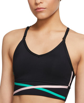 Sutiã esportivo Nike Longline Medium Impact feminino, preto, tamanho médio