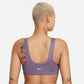 Sutiã esportivo Nike Dri Fit Logo Scoop Back médio impacto feminino, roxo, tamanho pequeno