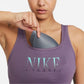Sutiã esportivo Nike Dri Fit Logo Scoop Back médio impacto feminino, roxo, tamanho pequeno