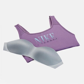 Nike Women's Dri Fit Logo Scoop Back Medium Impact Sports Bra Purple Size Small