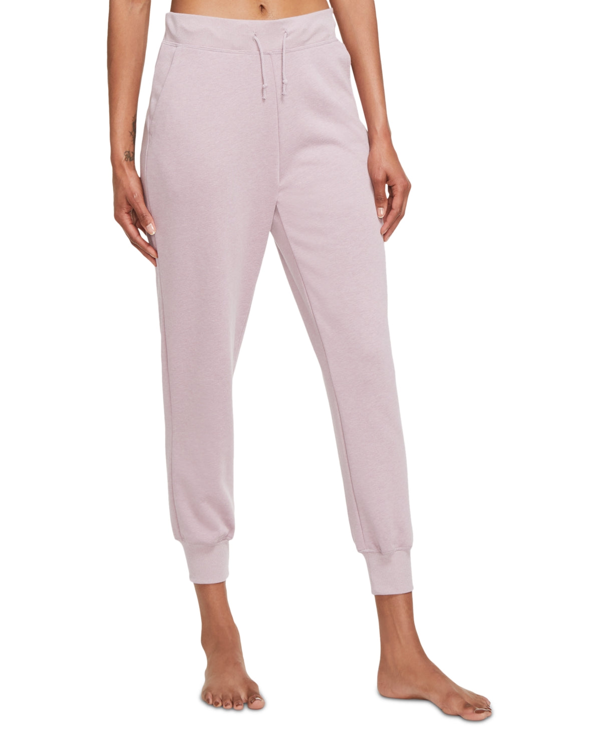 Calça de moletom Nike Yoga French Terry Jogger feminina rosa tamanho grande