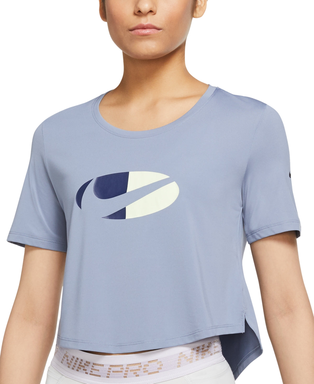 Top curto Nike Dri Fit One feminino, azul, tamanho XS