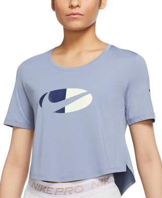 Nike Women's Dri Fit One Cropped Top Blue Size X-Small