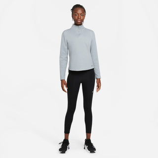 Pulôver Nike Therma Fit One de manga comprida com meio zíper, cinza, tamanho médio