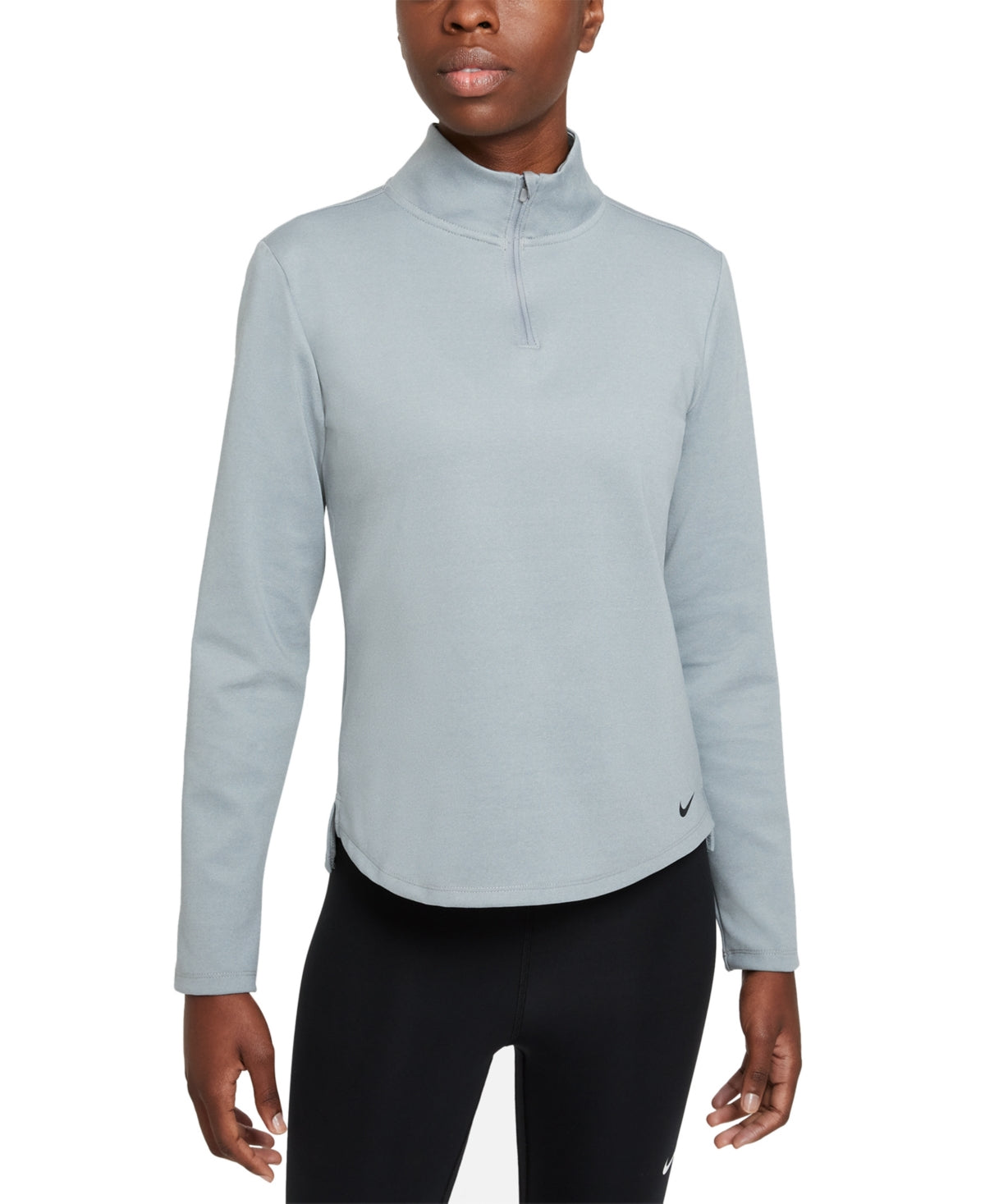 Pulôver Nike Therma Fit One de manga comprida com meio zíper, cinza, tamanho médio