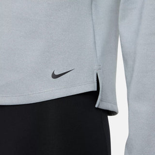 Pulôver Nike Therma Fit One de manga comprida com meio zíper, cinza, tamanho grande, feminino
