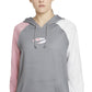 Moletom com capuz Nike Cotton Therma Fit Colorblocked Fleece feminino, cinza, tamanho pequeno