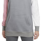 Moletom com capuz Nike Cotton Therma Fit Colorblocked Fleece feminino, cinza, tamanho pequeno