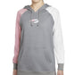 Moletom com capuz Nike Cotton Therma Fit Colorblocked Fleece feminino, cinza, tamanho pequeno