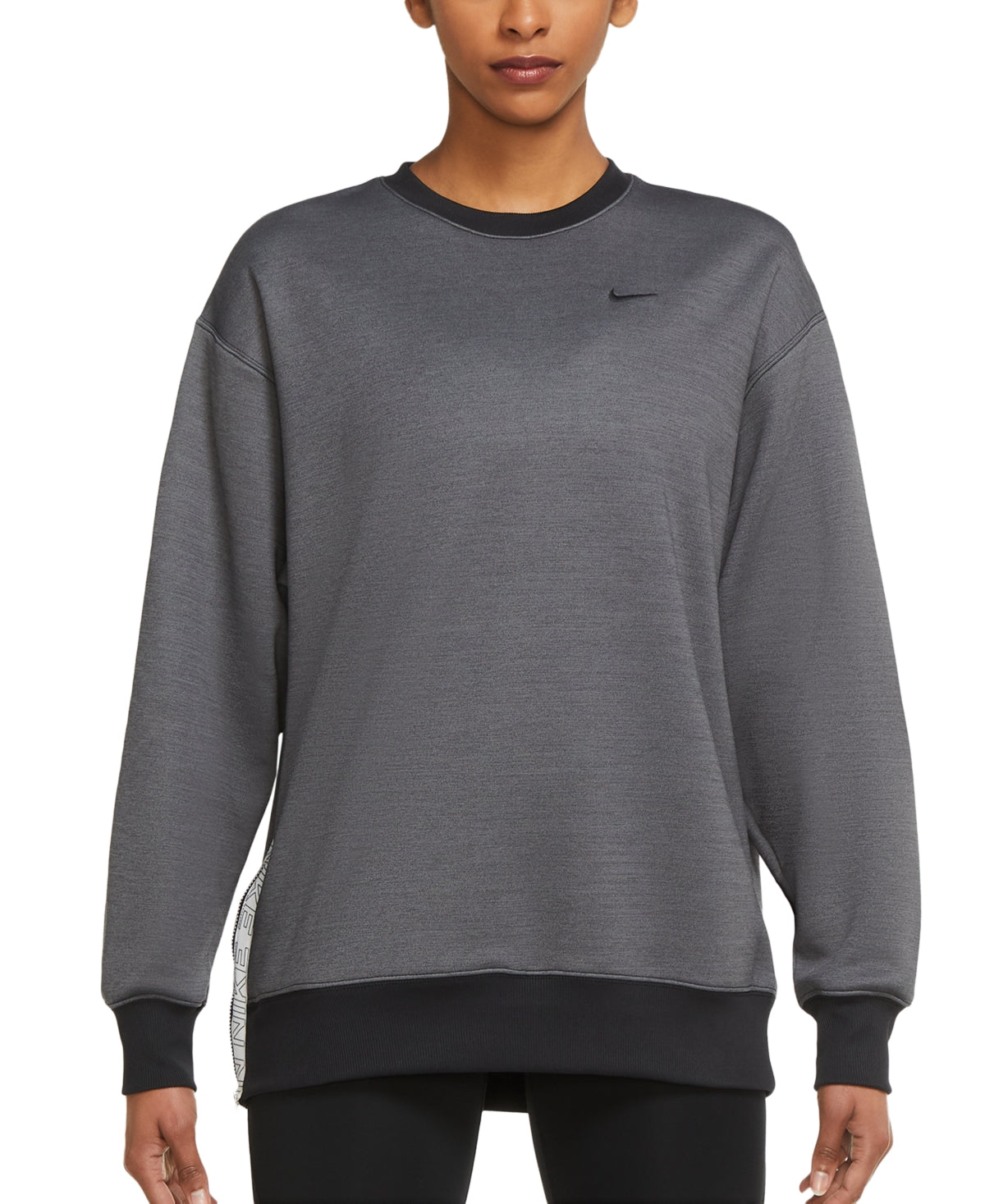 Camiseta de treino Nike Therma Fit Fleece feminina, cinza, tamanho G