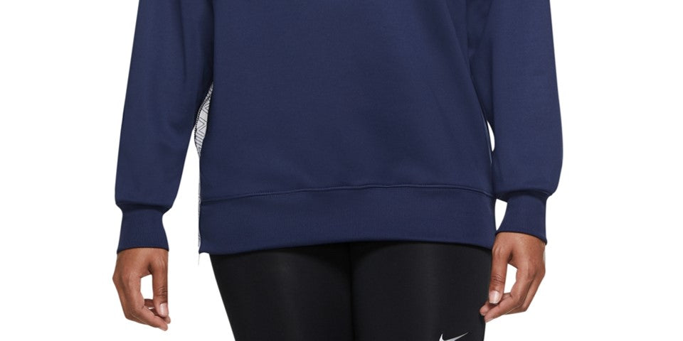 Camiseta de treino Nike Therma-fit Fleece feminina - Azul-marinho meia-noite, tamanho GG
