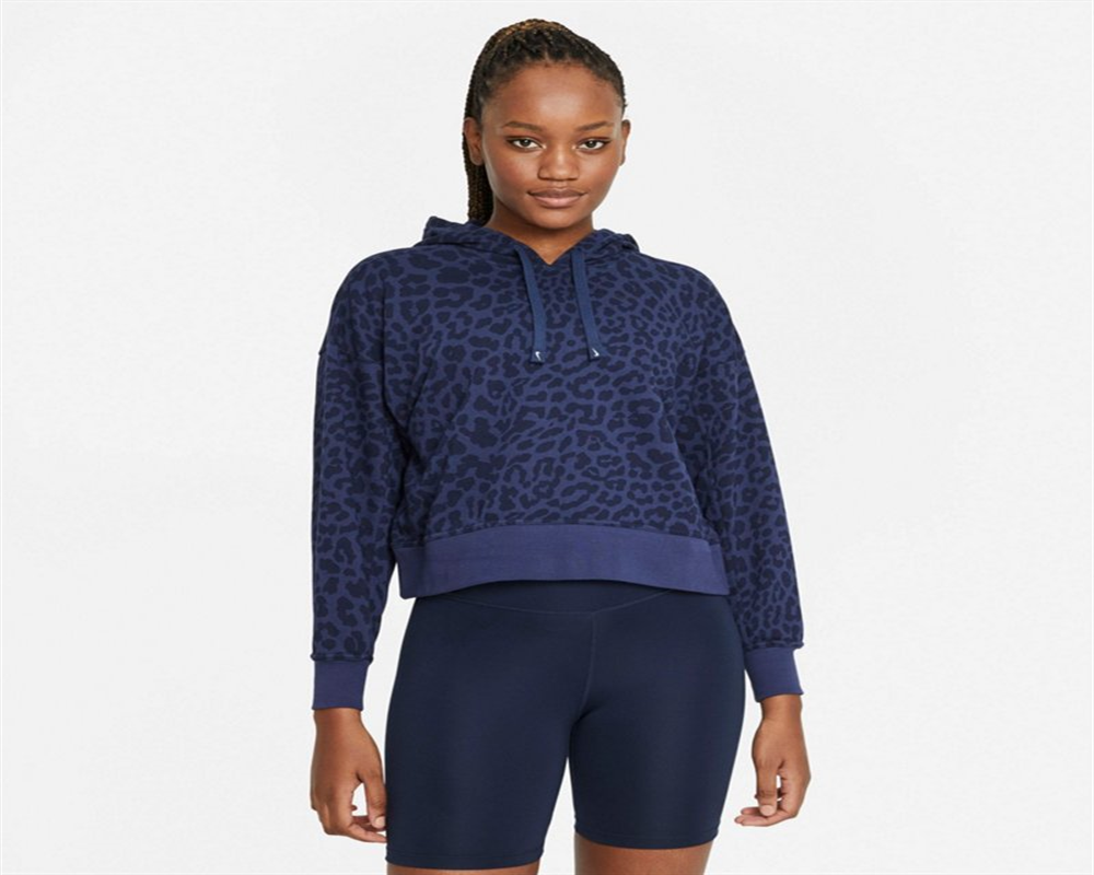 Moletom Nike Dri-FIT Get Fit Feminino com Capuz Estampado e Manga Longa Azul Tamanho Grande