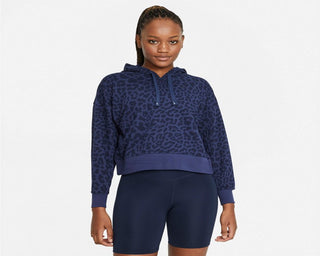 Moletom Nike Dri-FIT Get Fit Feminino com Capuz Estampado e Manga Longa Azul Tamanho Grande