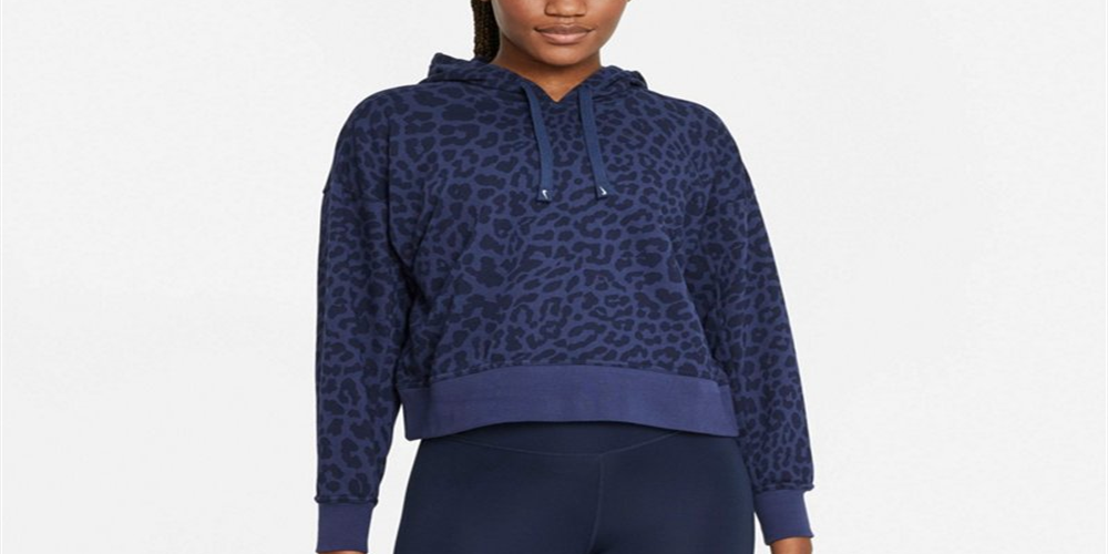 Moletom Nike Dri-FIT Get Fit Feminino com Capuz Estampado e Manga Longa Azul Tamanho Grande
