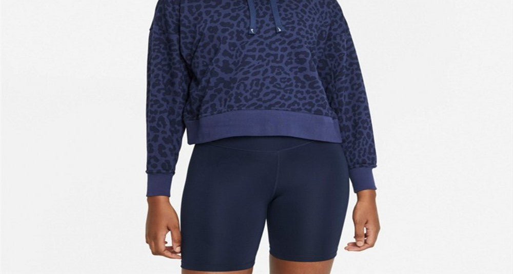 Moletom Nike Dri-FIT Get Fit Feminino com Capuz Estampado e Manga Longa Azul Tamanho Grande